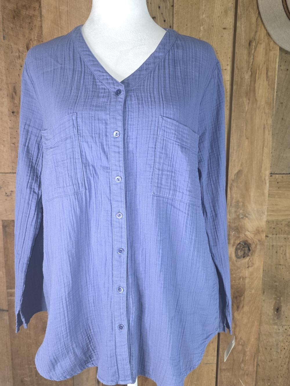 Eileen Fisher 💯 organic cotton gauzey Coastal Boho Beachy Natural Fiber